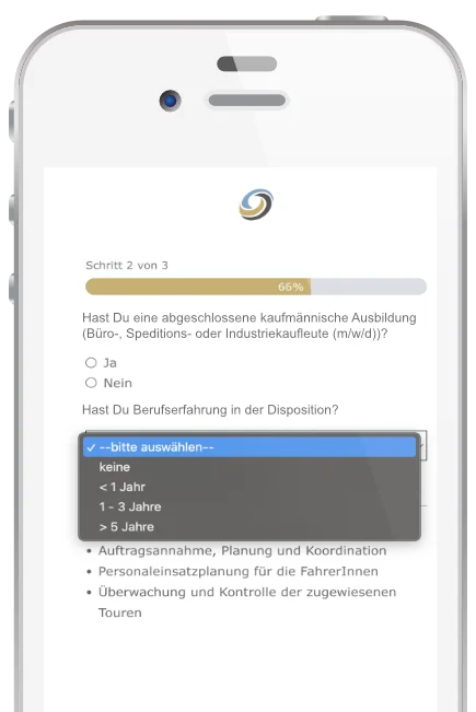 kurzbewerbung dispo